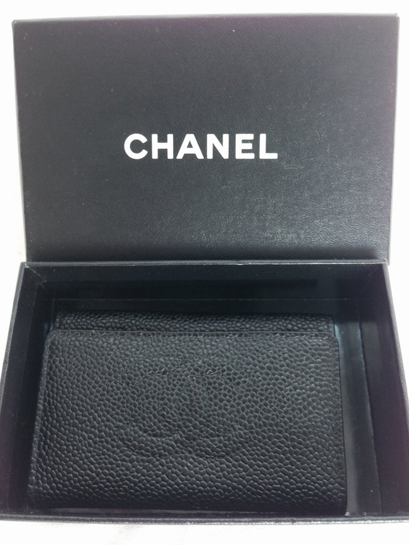 chanel tri fold wallet caviar black
