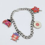 Chanel bracelet silver tone pastel charms ladybird