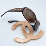 Chanel Vintage taupe teal brown sunglasses