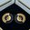 Chanel® gold & navy bisected disc enamel earrings