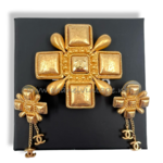 Chanel goldtone Maltese brooch & earrings set